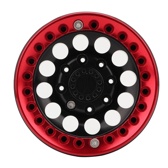 YAHHU 4Pcs 1.9in / 4.82cm Aluminium Beadlock Wheel Rims Hubs Upgrades for SCX10 1/10 RC Crawler Car Modification Parts, Heavy Duty Replacements (Black Red)[cite: 1]