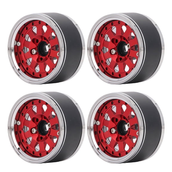 YAHHU 4Pcs Aluminum Alloy 1.9 Inch Beadlock Wheel Rims for 1/10 RC Crawler Car Upgrade Accessories Red 55mm / 2.17in
