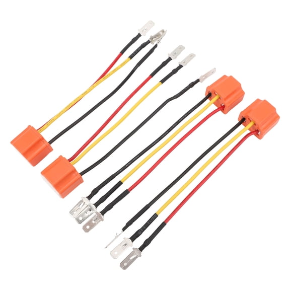 YAHHU 4Pcs H4 Wiring Harness Headlight Ceramic Socket Headlamp Fog Light Connector for Car Truck Boat Marine 12V System, 1.1 in / 28 mm Long, High Heat Resistant Replacement Wire Plug