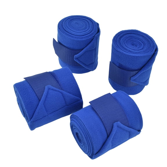 YAHHU 4Pcs Horse Leg Warp Boots, Soft Polyester Fleece Equestrian Guard Bandage Set, Adjustable Hook and Loop Fastener for Equine Care, Dogs and Cows, Lightweight Protective Support, Blue