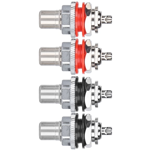 YAHHU 4Pcs RCA Socket Terminal Audio Connector Adapter Set, Pure Copper Rhodium Plated Signal Terminal for Professional Audio Equipment, Black and Red (Cable Diameter 0.16 inches / 4 mm)
