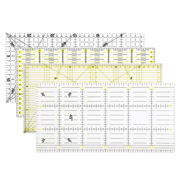 YAHHU 4Pcs Sewing Quilting Rulers Drawing Stitches DIY Crafts Scale Measuring Tool 11.8x5.9 inches / 30x15 cm W/Grid Line