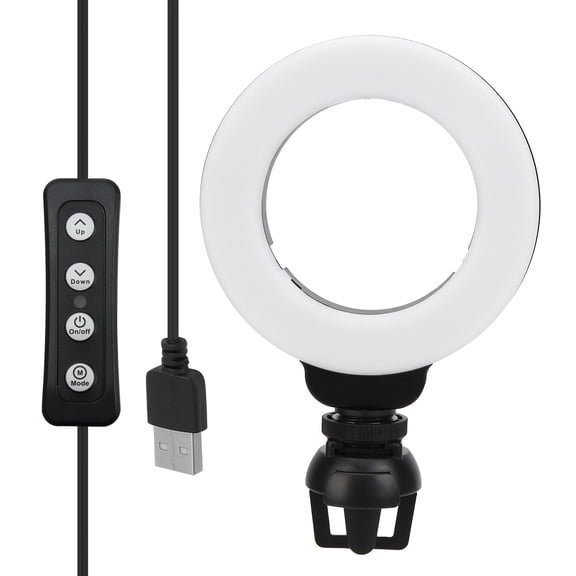 YAHHU 4in LED Dimmable Ring Light Selfie Fill Light with Clip and Tripod Stand, Video Conferencing Lighting for Laptop Tablet PC, 3200K-6500K Adjustable Color Temperature (4 inches / 10.16 cm)
