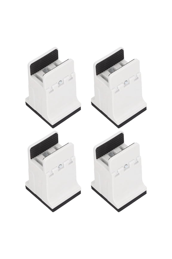 4pcs Adjustable Furniture Risers with Screw Clamp, Heavy Duty Rubber Bed and Couch Elevators for Extra Storage, White Desk Table Legs Extensions (4.33 inches / 11 cm)