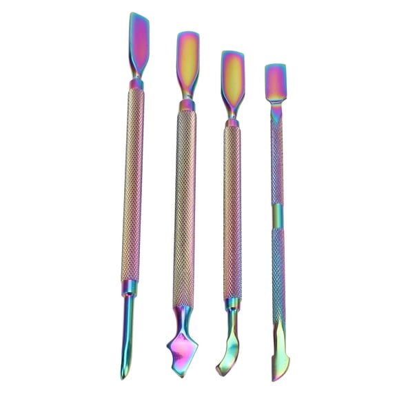 YAHHU 4pcs Nail Cuticle Pusher Set Double Ended Nail Gel Polish Removal Manicure Pedicure Nail Tools Cuticle Pushers Peelers