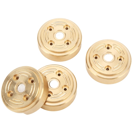 YAHHU 4pcs RC Brass Wheel Weights Front Rear Axle Hub Counterweight Upgraded Parts for FMS FCX24 1/24 RC Car Golden Set (1.3 inches / 3.2 cm) Accessory