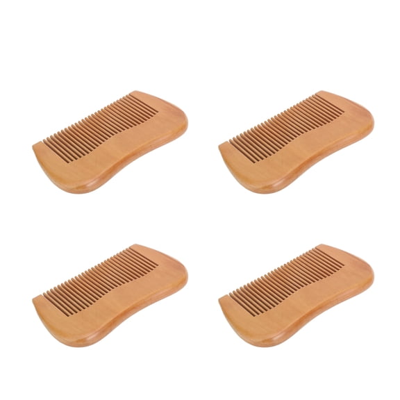 YAHHU 4pcs Wooden Hair Comb Fine Tooth Massage Comb for Reducing Hair Breakage, Ergonomic Design Anti-Static Wood Birthing Combs, 3.94 inches / 10 cm, 4 Count