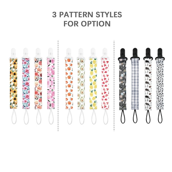YAHHU 4pcs/pack Baby Pacifier Clip Holder, Washable Anti-Drop Pacifier Leash with Jungle Patterns for Newborns & Infants
