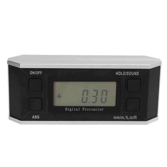 YAHHU 4x90 Degree (0-360) Digital Protractor Electronic Inclinometer Angle Level Finder Gauge Tool Standard Base LCD Display Silver