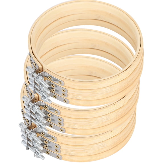 YAHHU 5.1 Inches Bamboo Embroidery Hoops Adjustable Circle Rings Set for Cross Stitch Needlework Crafting 12 Pieces