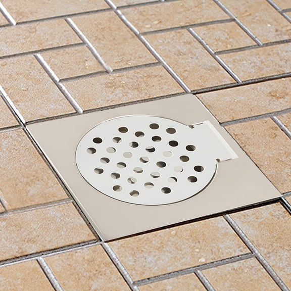YAHHU 5.91 Inch Stainless Steel Bathroom Floor Drain Silver Linear Long Shower Waste Drainer Grate for Shower Kitchen Balcony, 5.91 x 5.91 x 0.24 Inches / 15 x 15 x 0.6 cm