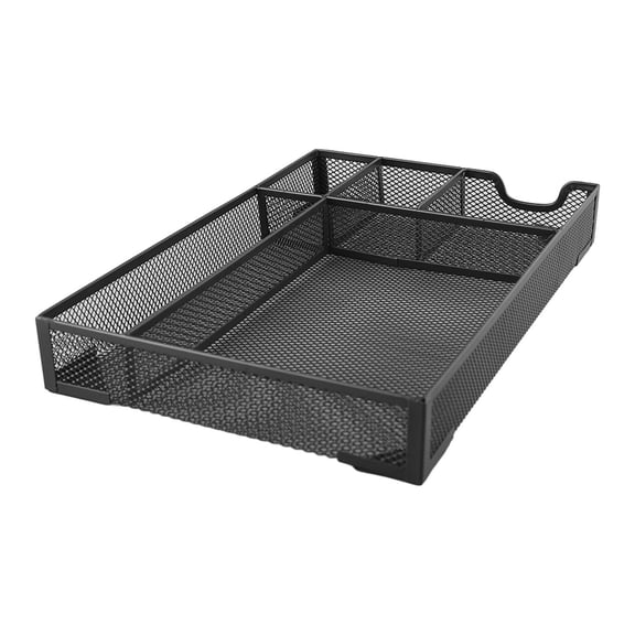 YAHHU 5Compartment Metal Mesh Desk Organizer Tray  Durable, SlipResistant, MultiPurpose Storage Basket for Office & Home