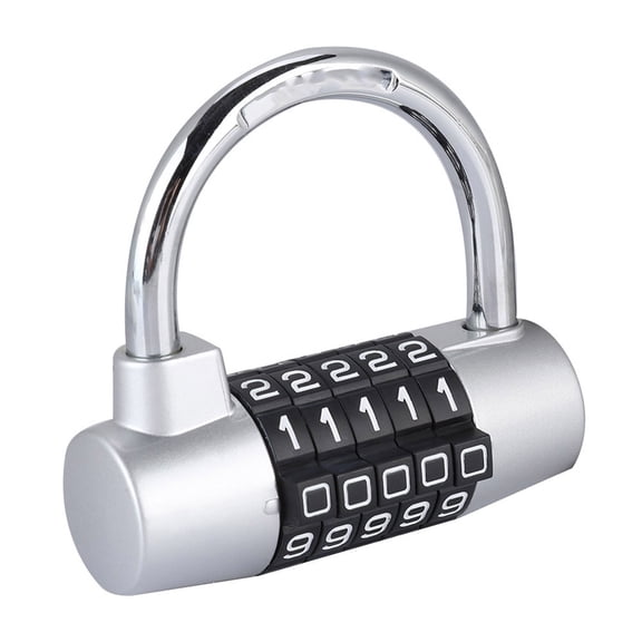 YAHHU 5 Digit Code Combination Padlock U Shaped Suitcase Door Lock Resettable Heavy Duty Security Lock for Gym School Locker Gate Fence Bicycle Travel Luggage Backpack, Silver, 5.51 in / 14 cm
