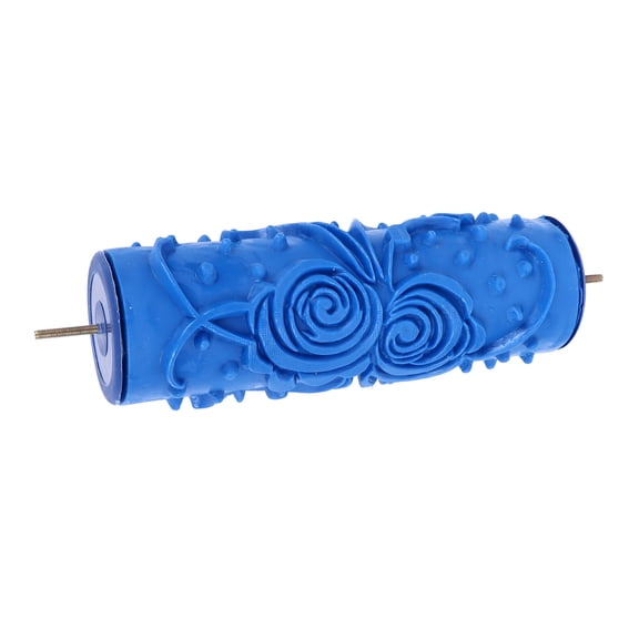 YAHHU 5-Inch Rubber Pattern Paint Roller, Reusable Decorative Art Texture Roller for Wall DIY Stencil Painting, Easy to Clean, Blue Flower Pattern Design for Home Improvement