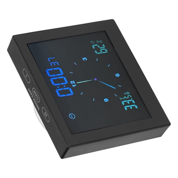 YAHHU 5-Inch Waterproof Digital Wall Shower Clock with Temperature and Humidity Display, Timer, Alarm, Suction Cup Mount for Home Bathroom Decor, Black (4.72 in / 12 cm)