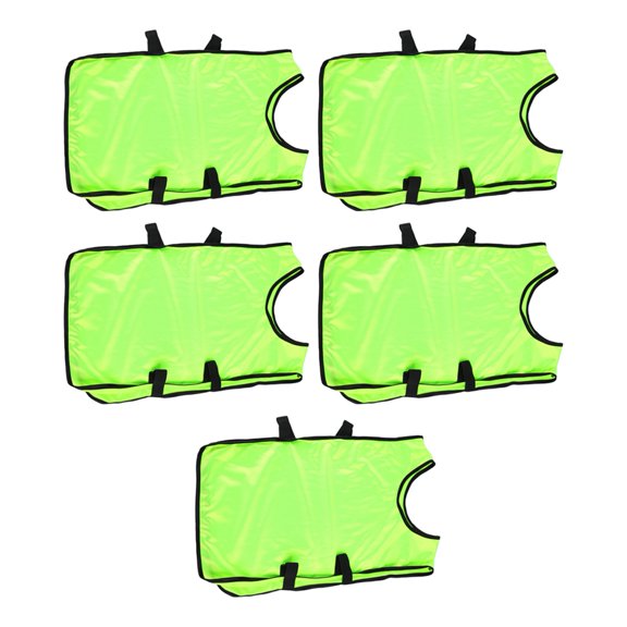 YAHHU 5-Pack Kids Training Vests Sleeveless Practice Pinnies for Football Sports, Fluorescent Green, M (Medium)