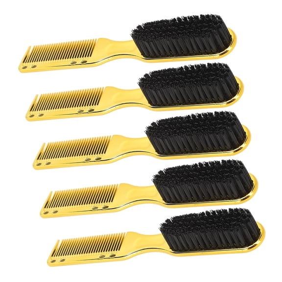 YAHHU 5-Piece Double-Ended Men's Gold Hair and Beard Grooming Comb Set with Ergonomic Nylon Bristles for Styling
