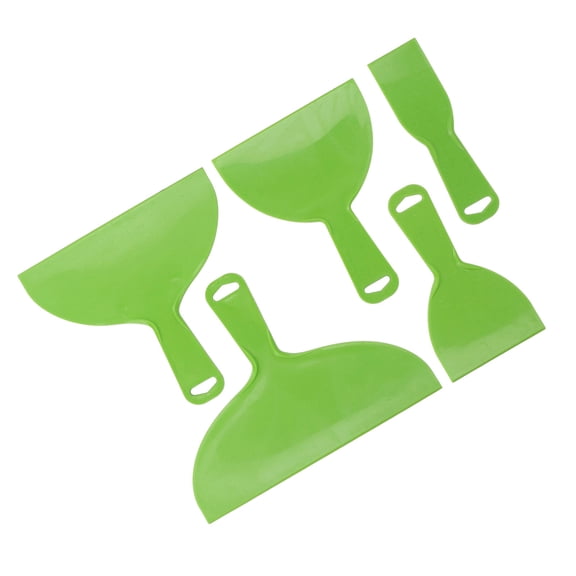 YAHHU 5-Piece Flexible Plastic Putty Scraper Set 2 to 10 Spatulas for Painting, Plastering, and Filling Lightweight, ScratchFree, Green