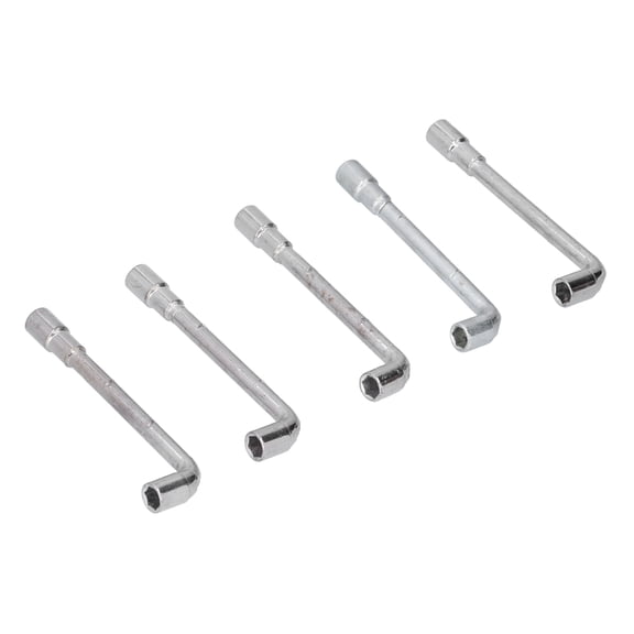 YAHHU 5-Piece L-Shaped Socket Wrench Set, 7mm / 0.28 inches Chrome Plated Steel Double Ended Perforated Pipe Spanner, Heavy Duty Mini Hand Operated Tools for Frame Assembly and Hardware Repair