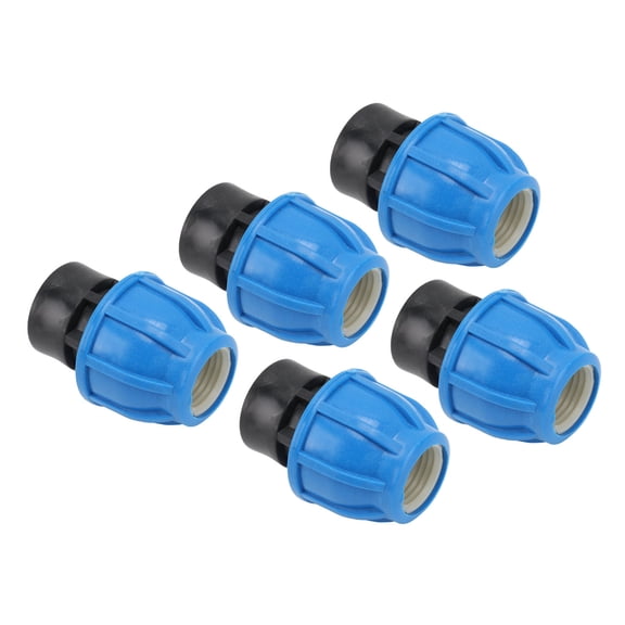 YAHHU 5-Piece PE Plumbing Fittings Water Pipe Quick Connector Female Thread Straight Through Coupling Kit 25xG1/2 (0.98 inch / 25 mm) Durable Construction For PVC Piping