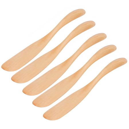 YAHHU 5-Piece Wooden Butter Knife Set, Japanese Style Jam and Cheese Spreaders, Eco-Friendly Wood Composite Tableware for Home Kitchen Serving (6.5 inches / 16.5 cm)
