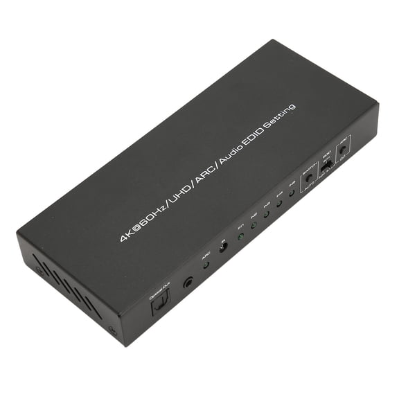 YAHHU 5-Port HDR HDMI Audio Extractor, 18Gbps Video Switcher Sound Converter with Remote Control, Supports 4K 60Hz 1080P 120Hz Dolby Vision ARC, UK Plug 100-240V for Home Theater (8.27 inches)