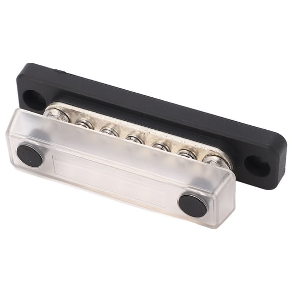 YAHHU 5 Post Bus Bar Heavy Duty Module, 2 M5 Terminal Power Distribution Block Busbar for RV, Boat, Car, 48VDC 100A Zinc Alloy Terminal Base with Transparent Cover