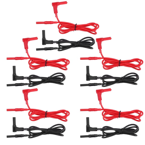 YAHHU 5 Set Banana Plug Test Lead 4mm Right Angle Straight Plugs Male to Male Test Cable with Brass PA PVC Construction for Safe Electronic Repair and Multimeter Testing 32A 1000V