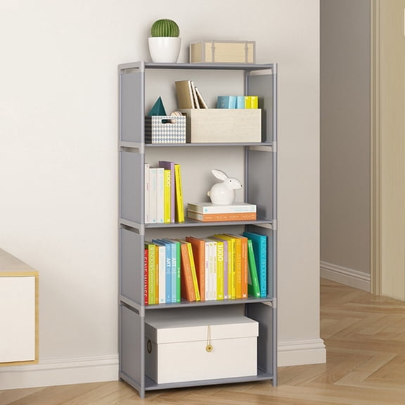 YAHHU 5-Tier Book Shelf 4 Cube Storage Tall Bookcase Shelf Assembled Freestanding Vertical Rack for Bedroom, Living Room, Office, Closet, Gray (40 in / 101.6 cm)[cite: 1]