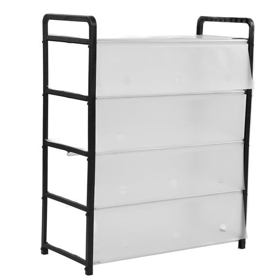 YAHHU 5-Tier Multi Layer Shoe Rack Steel Pipe Simple Stackable Storage Dustproof Shoe Shelf for Home Dormitory Black 24.4 inches / 62 cm