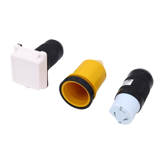 YAHHU 50 Amp RV Power Outlet Shore Kit NEMA SS2-50P Plug and SS2-50R Receptacle Male Female Twist Lock Connector with Protective Cover for Caravan Trailer Camping Car 125/250V Black Yellow