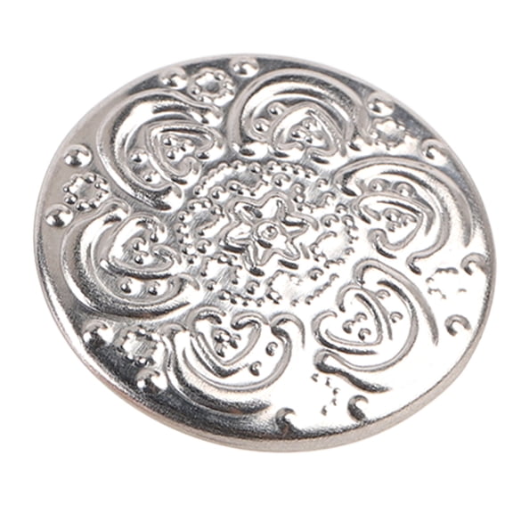 YAHHU 50 Set Pants Buttons Pins No Sew Removable 17mm (0.67 in) Flower Pattern Stainless Steel Silver with 2x6.5mm Pointed Screws