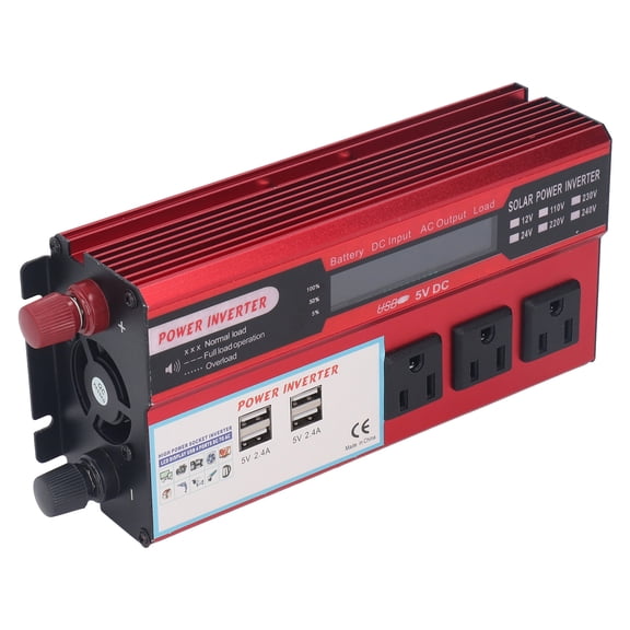 YAHHU 500W Car Inverter 12V DC to 110V AC Power Converter with 3 AC Outlets 4 USB Ports LCD Display