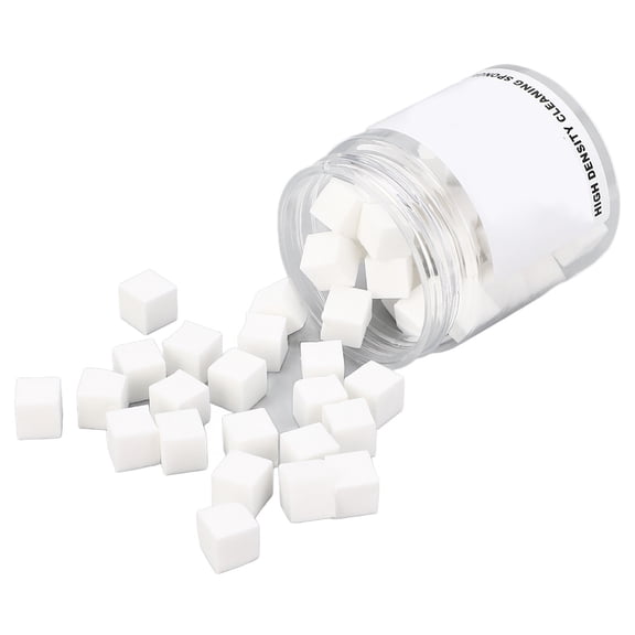 YAHHU 50PCS Soft Nail Sponges Square High Density Cleaning Nail Art Sponges for Ombre White Manicure Gradient Painting Polish 0.39 inches / 10 mm Size with Grabbing Tool and Storage Bottle