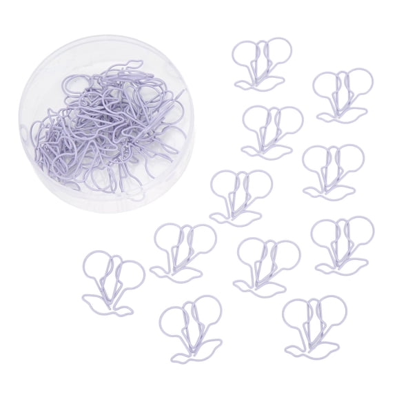 YAHHU 50Pcs Purple Cherry-Shape Paperclips AntiSlip, Durable, Ideal for Office & Home