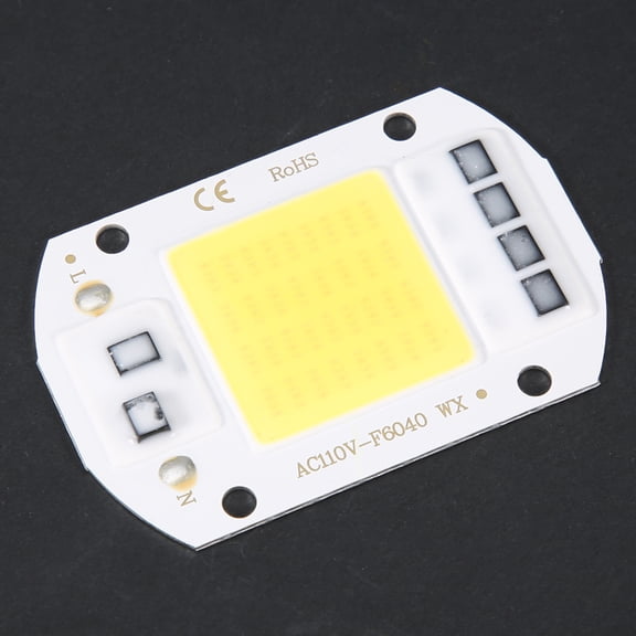 YAHHU 50W COB LED Chip Light Source, AC110V High Brightness Integrated Diode for DIY Lighting, Landscape and Traffic Light, 2.4x1.6 inches, White, 2 Pack