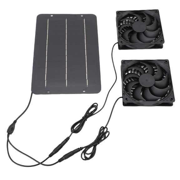 YAHHU 50W Solar Panel Powered Exhaust Fans Kit IPX7 Waterproof Dual Ventilation Fan 4000 RPM Air Circulation System for Dog House Chicken Coop Greenhouse RV Shed Outside (10.6 x 6.9 Inches)