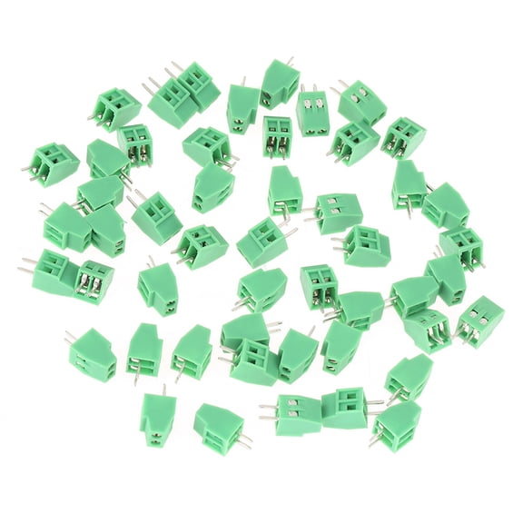 YAHHU 50pcs 2 Pin 2.54mm Pitch Green PCB Universal Screw Terminal Block Connector (0.47 inches / 12 mm)
