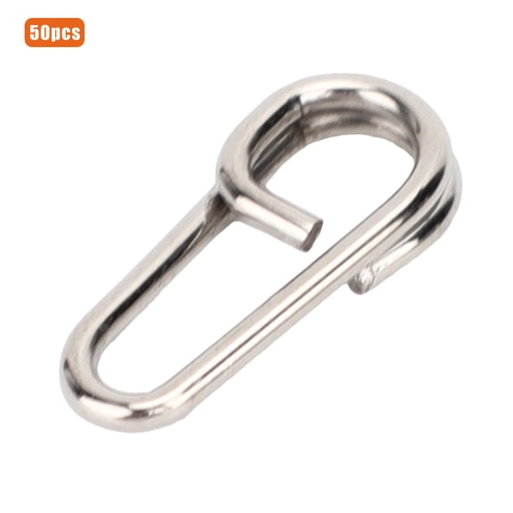 YAHHU 50pcs Oval Stainless Steel Fishing Clips Snaps Fast Connector Interlock Accessories, Small Size