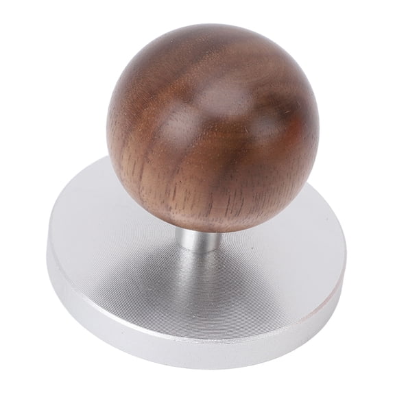 YAHHU 51mm Coffee Tamper Wooden Handle Professional Uniform Pressing Small Espresso Tamping Tool for Home Cafe Barista Accessories, 2 Inches Diameter Base, Brown and Silver