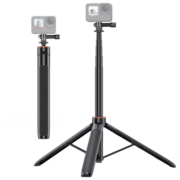 YAHHU 54 Inch Extendable 2-In-1 Aluminum Alloy Selfie Stick Tripod for Action Cameras