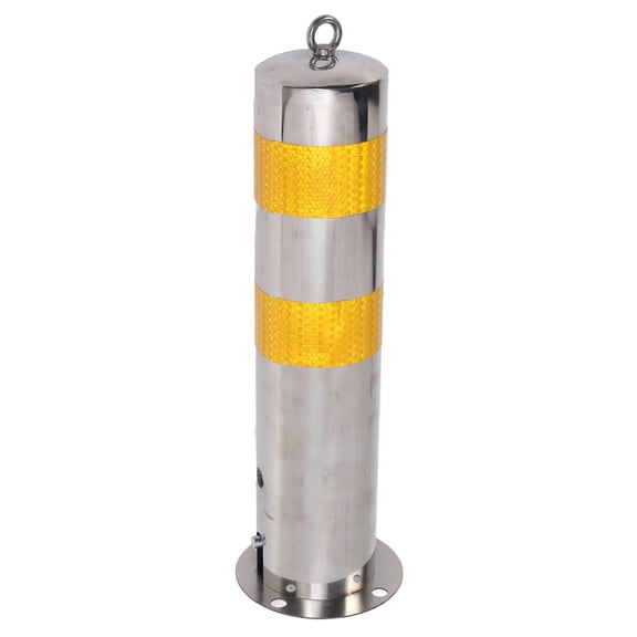 YAHHU 55cm Stainless Steel Safety Bollard with Yellow Reflective Strip 6.3 x 22.05 x 6.3, 3.78lbs, 1Pack
