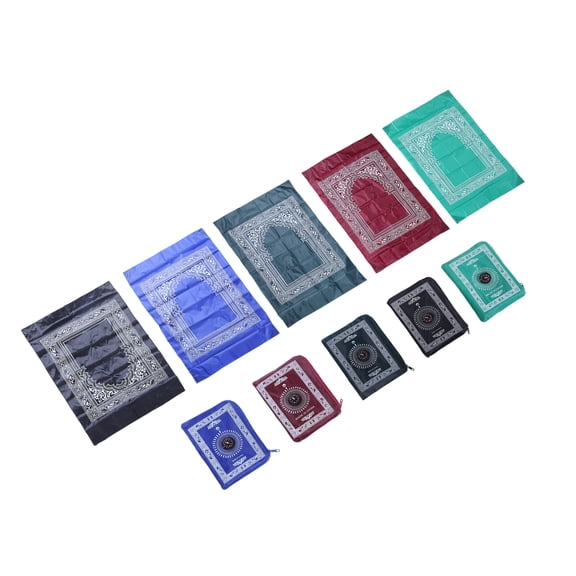 YAHHU 5PCS Mini Praying Mat with Compass Waterproof Portable Kneeling Rug for Travel, Pocket Sized Blanket in 5 Assorted Colors, 6.3 inches / 16 cm Pack, Lightweight Nylon Design