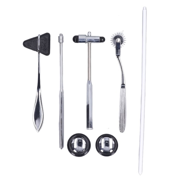 YAHHU 5PCS Neurological Hammer Set Stainless Steel Medical Diagnostic Reflex Percussion Kit for Nervous System Exam
