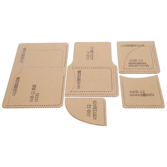 YAHHU 5Pcs Acrylic Template DIY HandMade Short Wallet Leather Pattern Mold Craft Tools Accessories Transparent Stencil Set for Beginners and Professionals