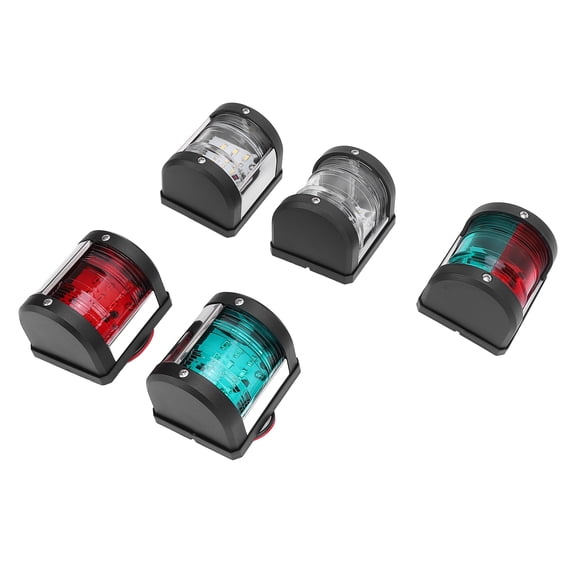 YAHHU 5Pcs Boat LED Navigation Light Set - Green Starboard, Red Port Side, White Stern Lights, IP66 Waterproof, DC 12V-24V for 39.4ft / 12m Marine Vessels