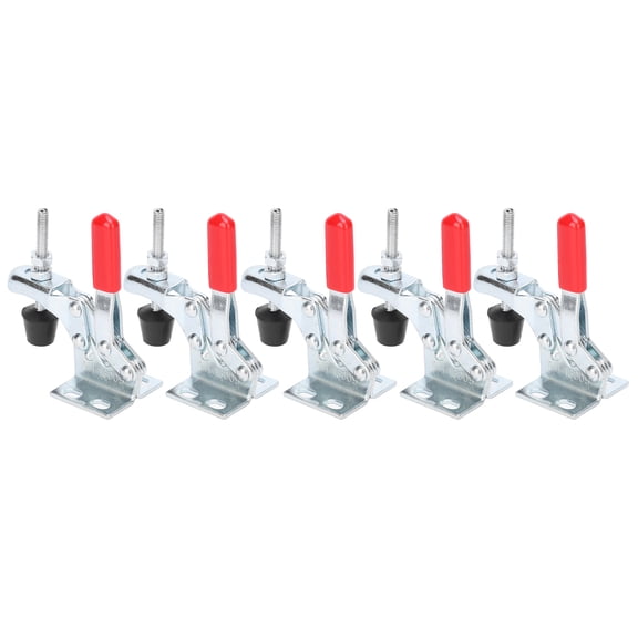 YAHHU 5Pcs Quick-Release Toggle Clamp Vertical Fixture Fastening Workholding Tool with 66 lbs / 30 kg Clamping Force for Welding, Electronic Assembly and Woodworking, Zinc Plated
