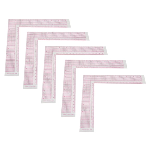 YAHHU 5Pcs Sewing Ruler Set Professional High Accuracy Clear Scale Plastic L Shaped Measuring Tool for Dressmaking Tailors