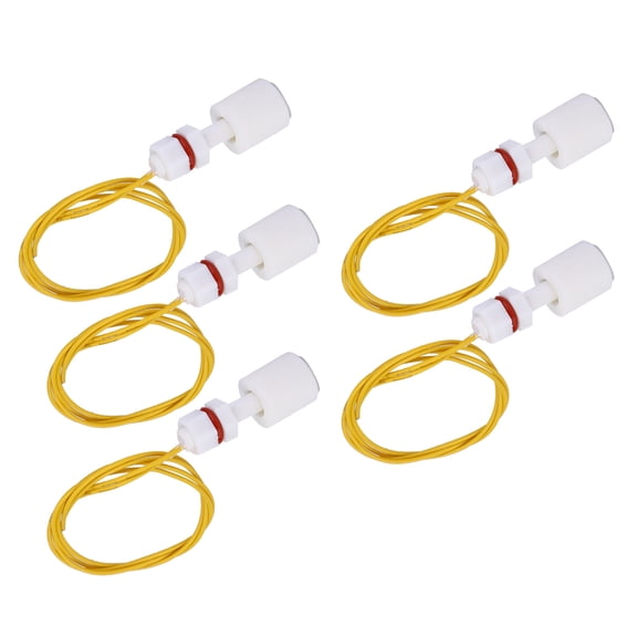 YAHHU 5pcs PP Plastic Liquid Level Float Switch P3508 Water Tank Pool Sensor Controller (15.75 inches / 40 cm Wire)