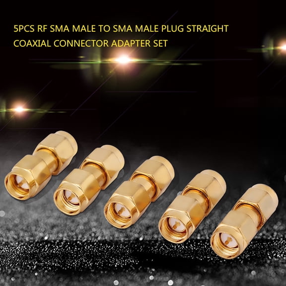 YAHHU 5pcs RF SMA Male To SMA Male Plug Straight Coaxial Connector Adapter Set, Gold-Plated Copper, 50ohm Impedance 0-6Ghz, Size 0.82 inches / 2.1 cm, for Microwave Digital Systems